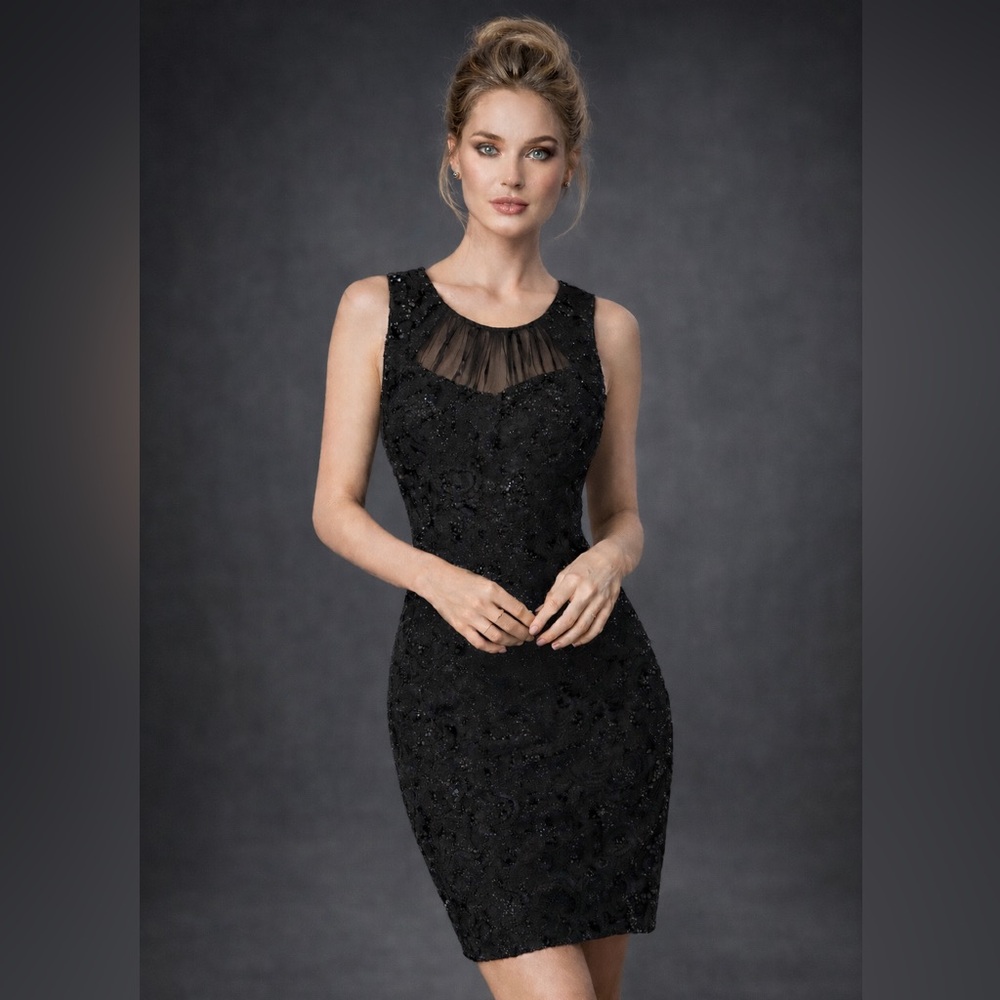 CITY STUDIO Black Lace Sequin Cocktail Dress | Sparkly Party Dress | Size 7
